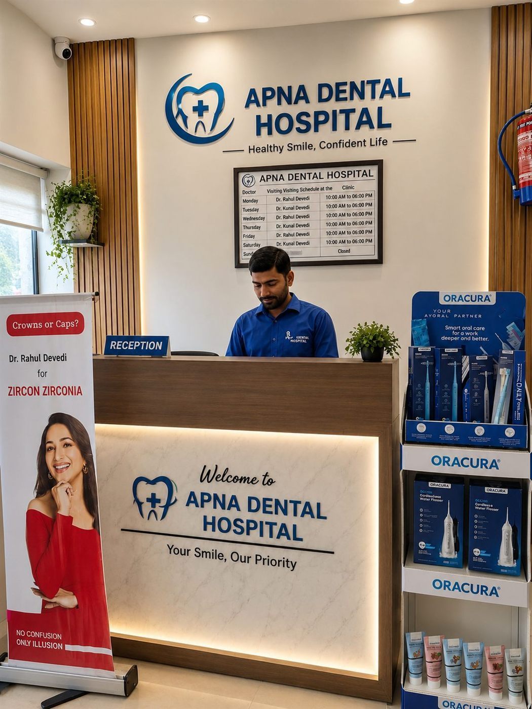 Reception desk at Apna Dental Hospital